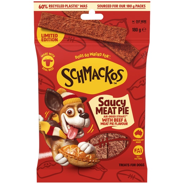 image 9334214066318_1_SCHMACKOS_STRAPZ_Dog_Treats_Beef___Meat_Pie_180g_Bag